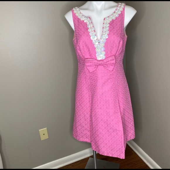 Trina Turk Pink Floral Bow Dress - Picture 1 of 8